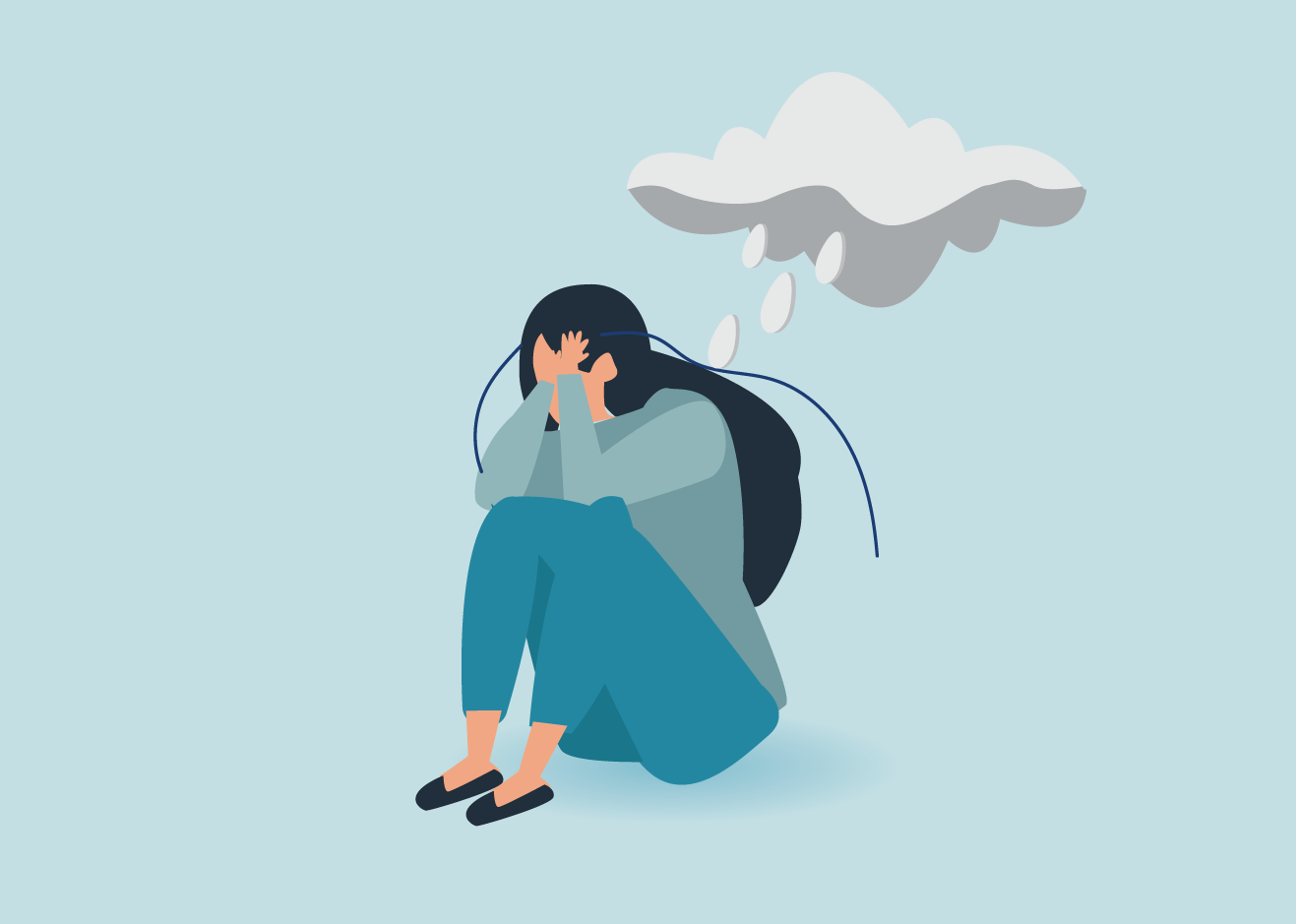 Osoba przytłoczona cierpieniem i smutkiem