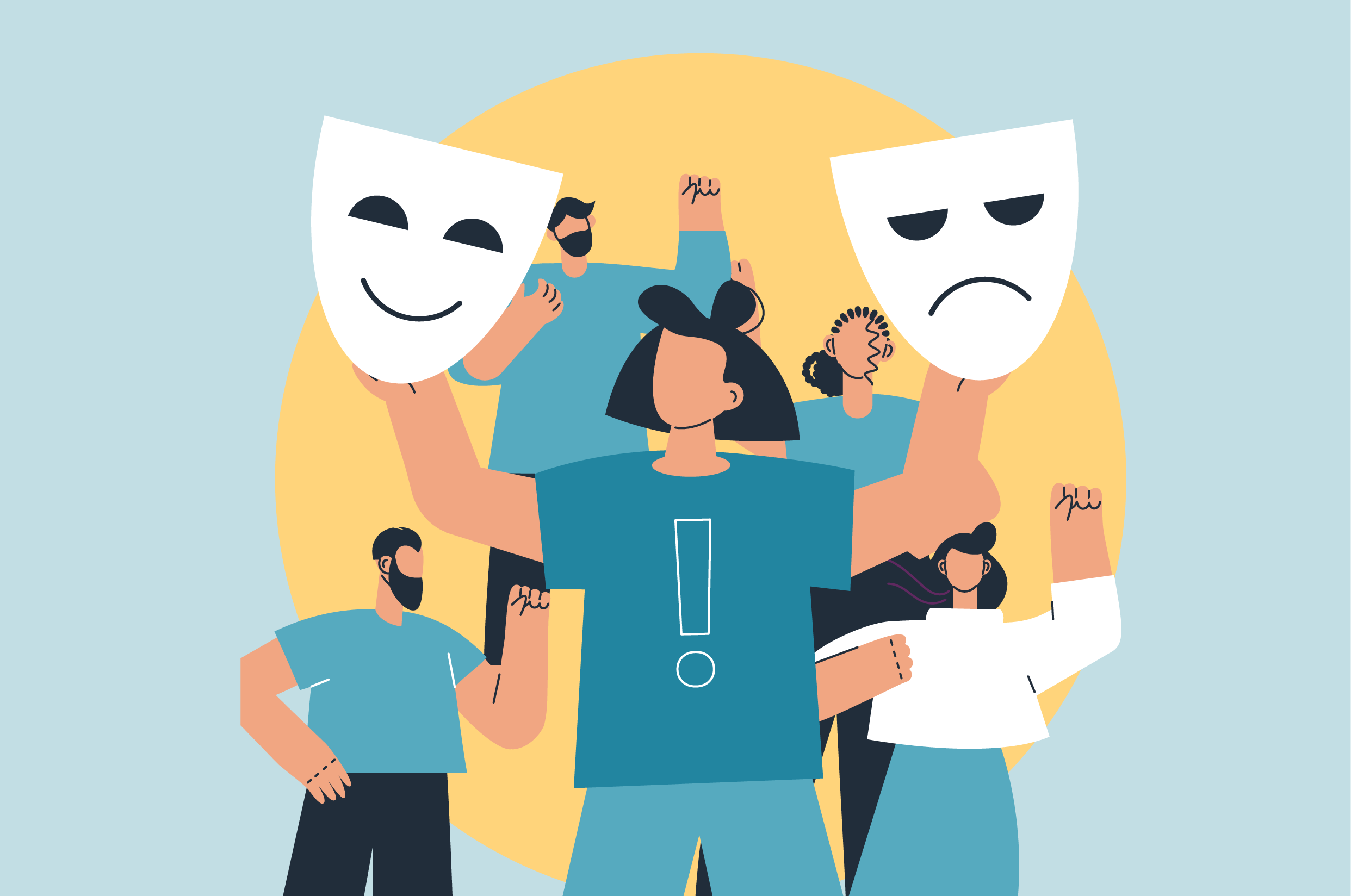 Grupa osób próbująca zrozumieć swoje emocji