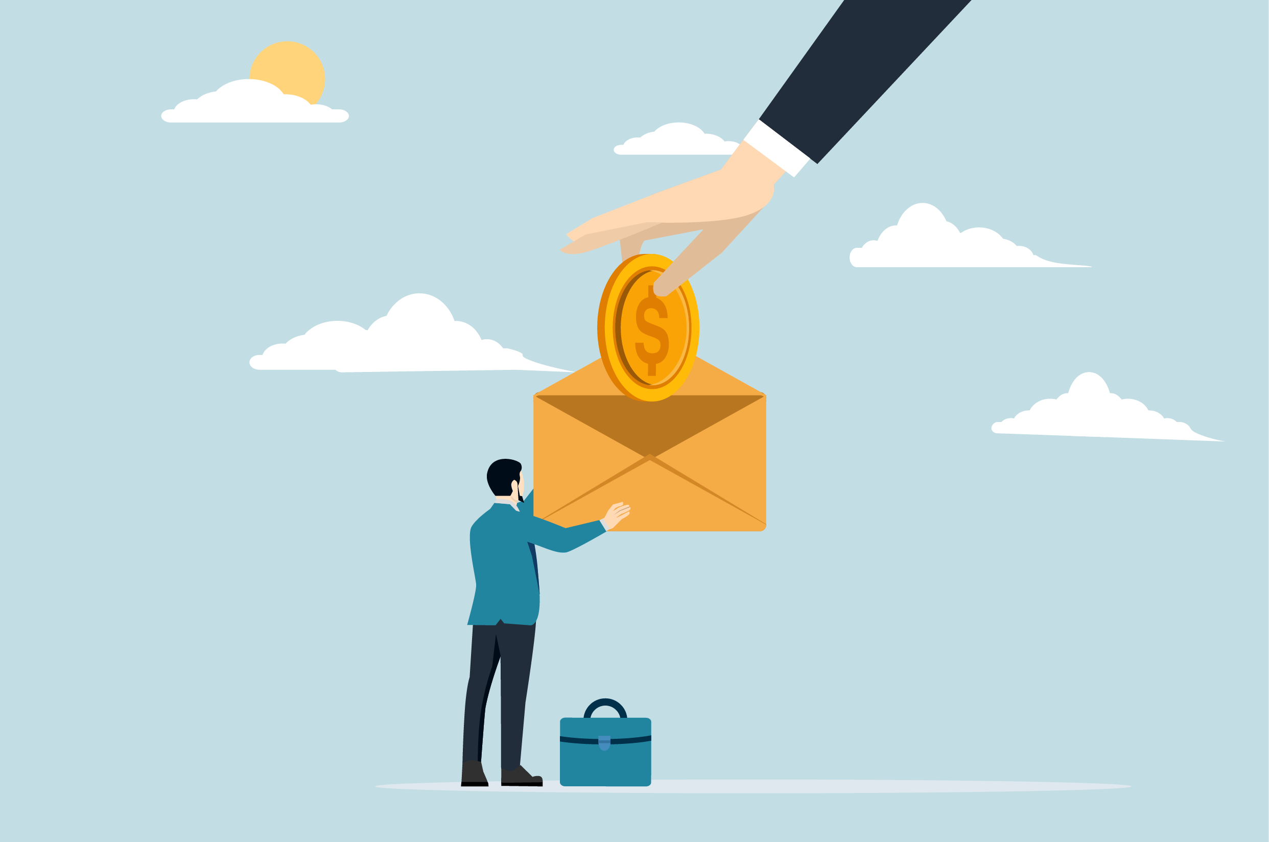 Mężczyzna otrzymujący zadośćuczynienie